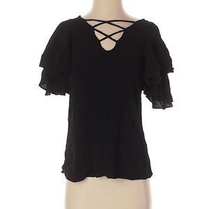 Francesca’s black ruffled sleeve top